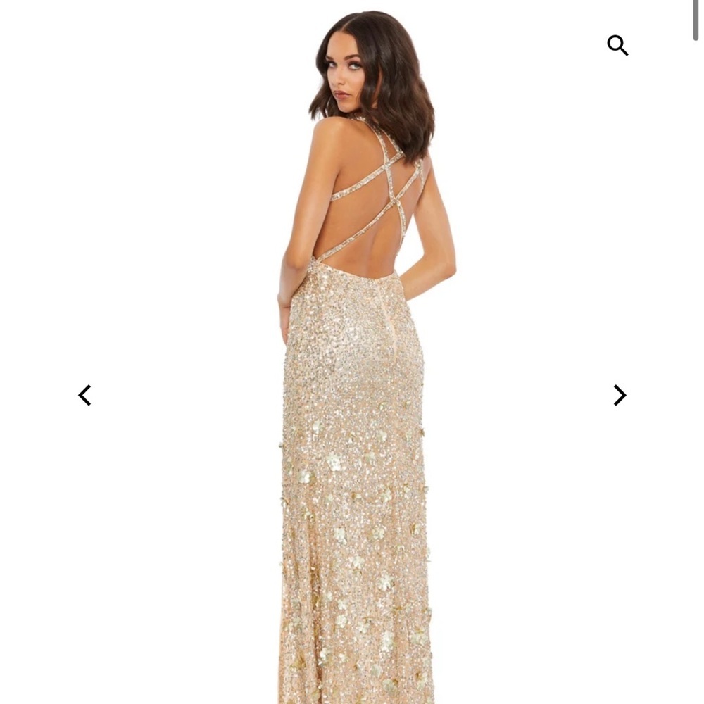 Mac Duggal 93800 Elegant Gold Sequin Gown - Picture 2 of 7